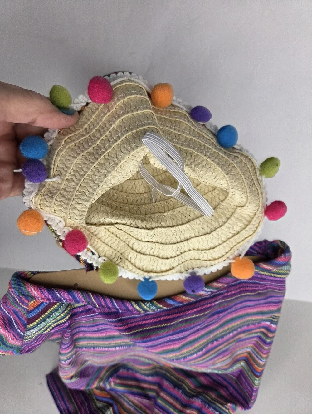 Dog Costume Purple Striped Mexican Fiesta Serape with Sombrero Hat Large/XL Pet